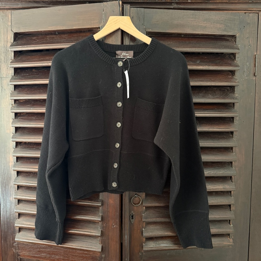NEW J.Crew Black Button-Up Women's Cashmere Sweater